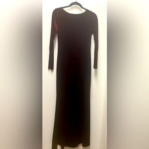 Rebecca B Deep wine Red Velvet Long Sleeve Gown